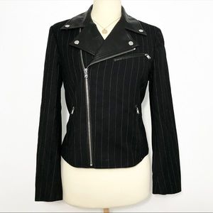 LAUREN RALPH LAUREN pinstripe moto jacket